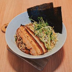 High angle view of meal served in plate