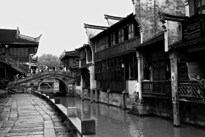 View of canal in city