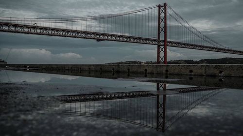 Bridge over calm sea against sky