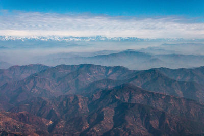 Scenic view of dramatic landscape of the himalayas against sky