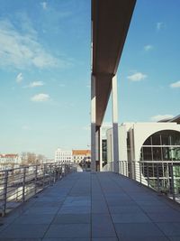 Bridge by buildings against sky in city