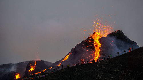 Bonfire against sky at night