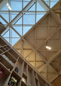 Low angle view of illuminated ceiling in building