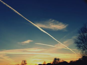 Low angle view of vapor trail in sky