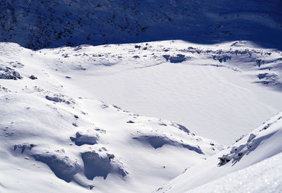 Scenic view of snow covered land