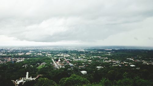 High angle view of townscape against sky