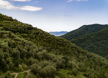 Italy, liguria landscape with mountains trees and villages of the village of vellego