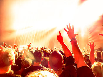 Cheering young people at a rock concert