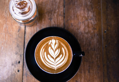 High angle view of coffee on table