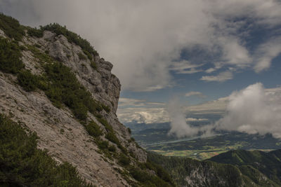 Scenic view of rocky mountains against sky