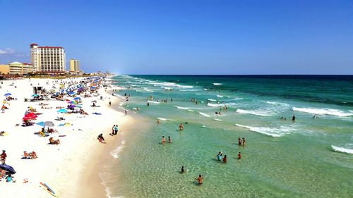 Scenic view of beach against clear sky