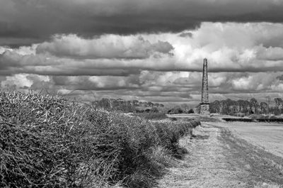 Scenic view of field against cloudy sky