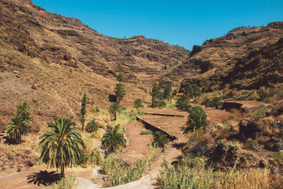 Scenic view of mountains against clear sky