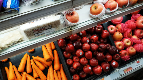 High angle view of fruits for sale
