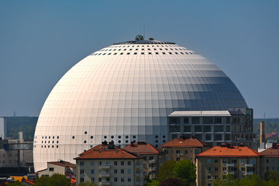 Low angle view of world's biggest spherical building 