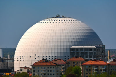 Low angle view of world's biggest spherical building 