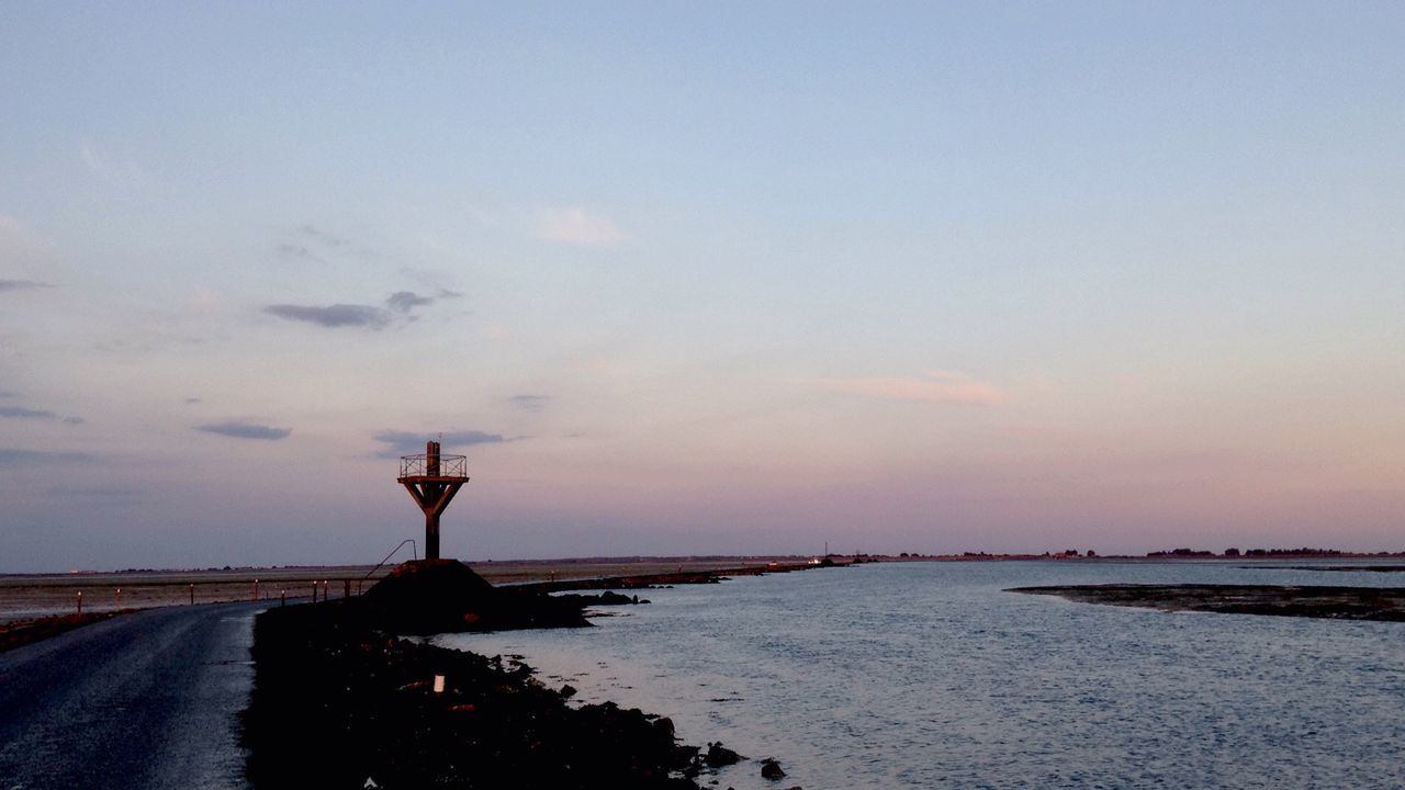 sea, water, sunset, tranquility, sky, tranquil scene, scenics, horizon over water, beauty in nature, nature, idyllic, the way forward, outdoors, remote, cloud - sky, no people, non-urban scene, cloud, calm, ocean