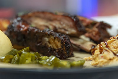 Close-up of meal served in plate