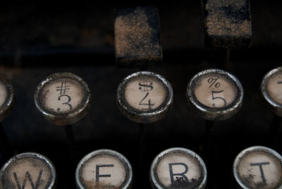 Cropped image of antique typewriter