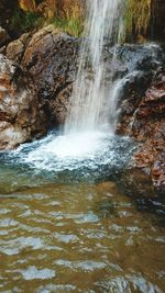 View of waterfall in forest