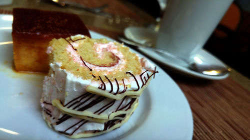 Close-up of dessert served in plate