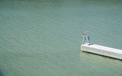 High angle view of built structure in water