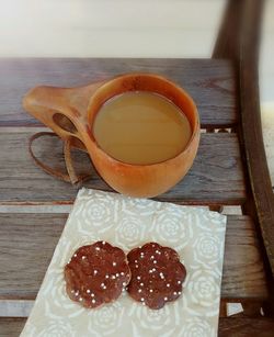 High angle view of tea on table