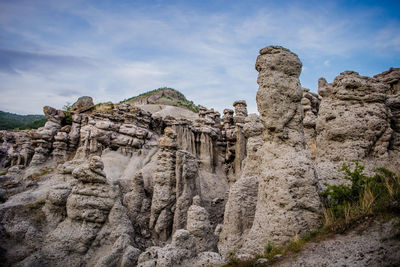 Low angle view of rock formation