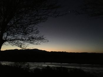 Scenic view of lake against sky at sunset