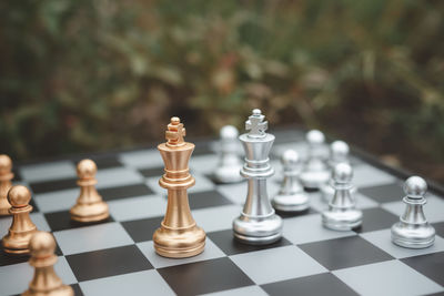 Close-up of chess pieces