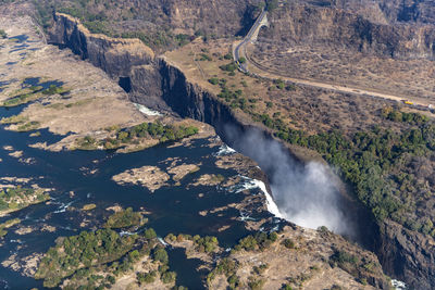 High angle view of waterfall