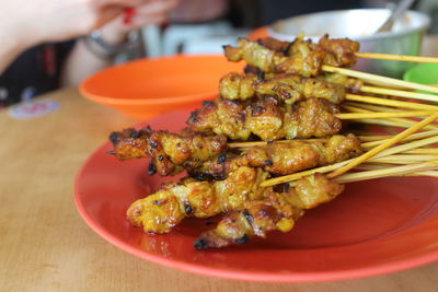 Close-up of food served in plate