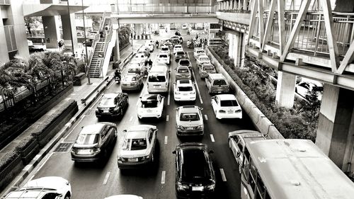 High angle view of traffic on road