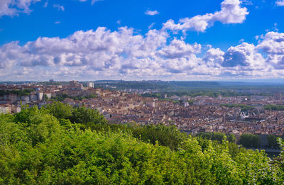 High angle view of townscape against sky