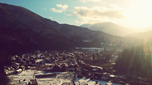 Sunset over mountain range