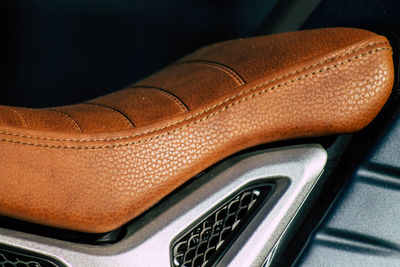 High angle view of shoes in car