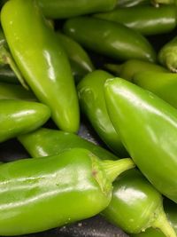 Full frame shot of green chili peppers