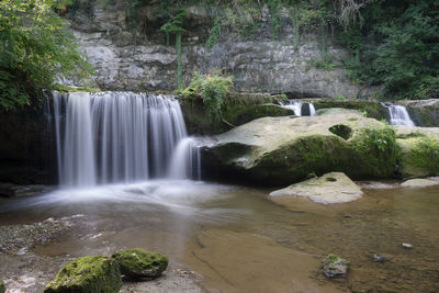 Scenic view of waterfall in forest