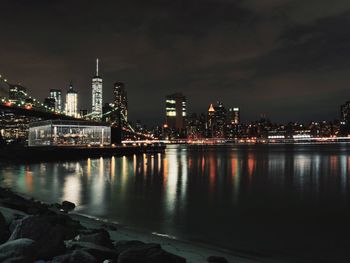 Illuminated buildings at night