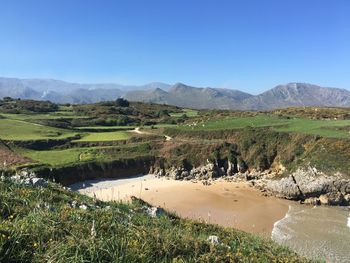 Scenic view of landscape against clear sky