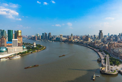 Panoramic view of city buildings against sky