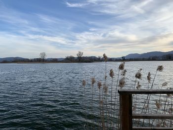 Scenic view of lake against sky