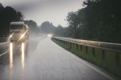 Road passing through forest