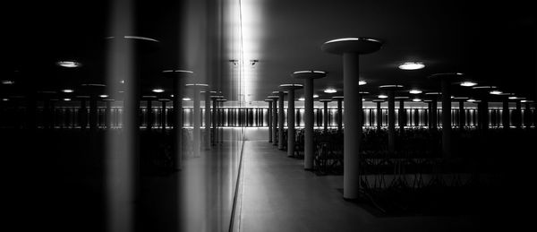 Illuminated parking lot at groningen europapark railway station