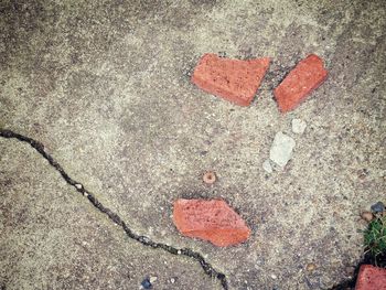 Close-up of heart shape on road