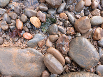 Full frame shot of pebbles on beach