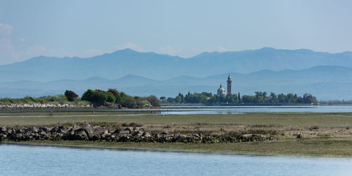 Scenic view of lake against sky