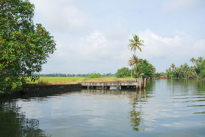 Scenic view of lake against sky