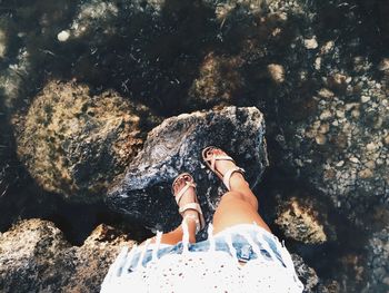 Woman standing in water