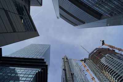 Low angle view of modern buildings in city